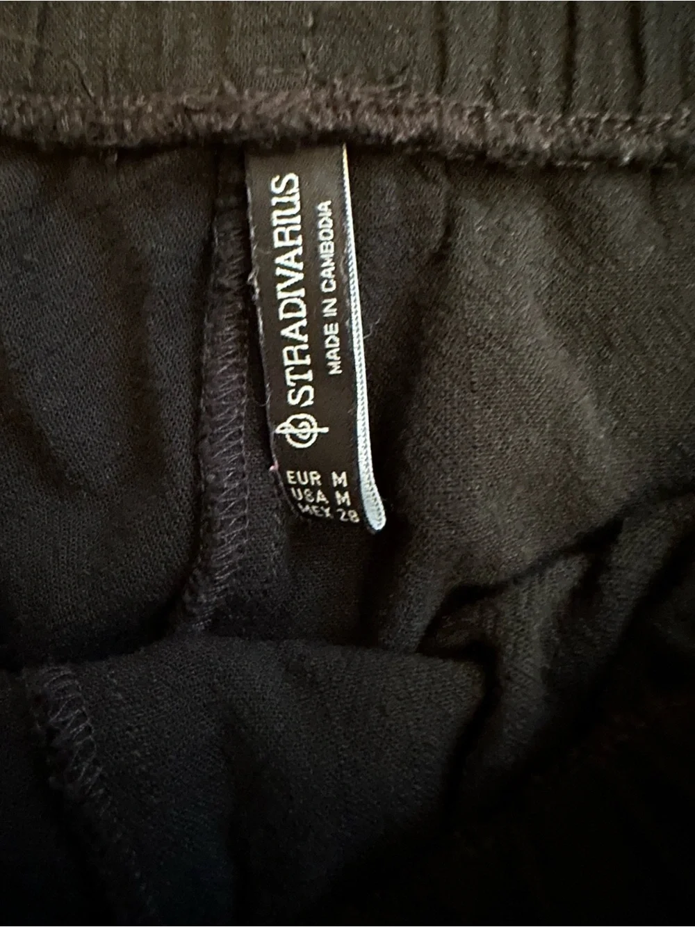 Stradivarius Black Linen Blend Tie Waist Pants Size Medium 1116